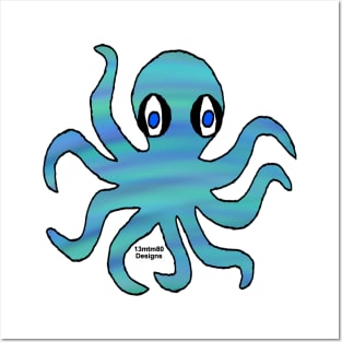 Blue Green Octopus (dark) Posters and Art